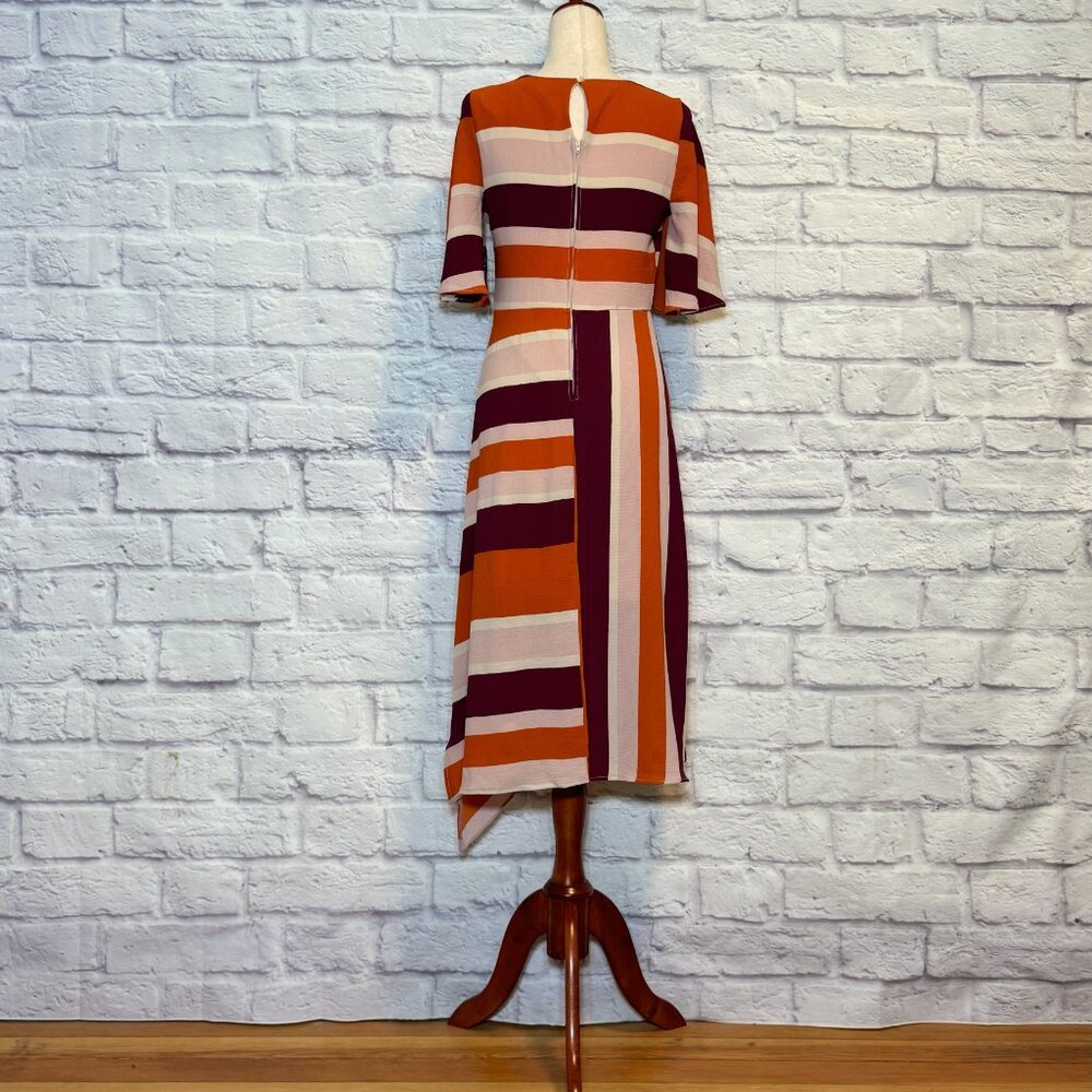 A.U.W. Orange & Maroon Colorblock Asymmetrical Dress - Picture 2 of 6